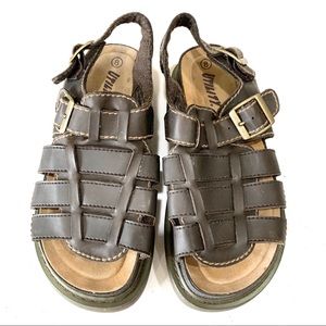 UTILITY Brown Heavy Buckle Sandal Shoe (size 8)